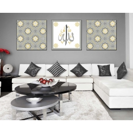 Tableaux Triptyque Allah jaune