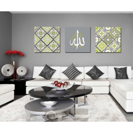 Tableaux Triptyque Allah vert 1